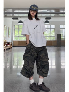 American Style Hot Girl Camouflage Workwear Seven-Foot Pants Women Summer High Waist Eight-Piece Loose Straight Leg Jeans
