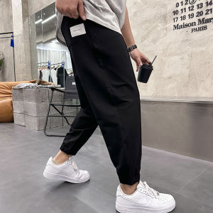 Slim Fit Casual Pants Mens New Loose Solid Color Elastic Youth Summer Handsome Basic Style Long Pants Thin Breathable