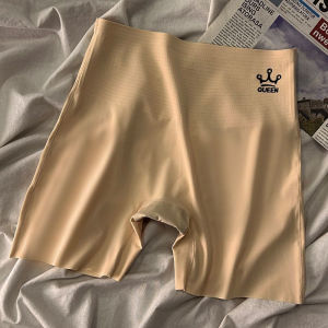 [Crown Queen] Safety Pants Womens Ice Silk Seamless Belly Contraction Butt-Lift Underwear Fashion Tape Plus Size Summer Thin Base
