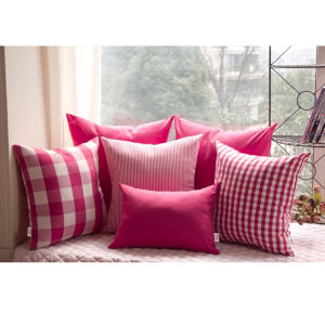 European-Style Rose Red Pillow Cushion Yarn-Dyed Striped Plaid Solid Color Cushion Cover Sofa Pillow Cases Throw Pillowcase Living Room