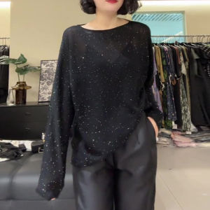 UYFY | Black Rhinestone Plus Size Loose T-Shirt