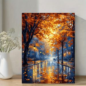 Paint by Numbers For Adult Kit Golden Falling Leaves and Rain Shadows DIY acrylic Oil Painting Canvas by Number Home Decor