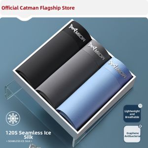 Miiow | Mens Ice Silk Breathable Sports Underwear Cat Man Style Flat Angle Shorts Large Size Comfortable Nylon Fabric All Season Wear