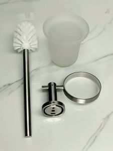 ATOCCO Premium Solid Toilet Brush with Glass Holder Bathroom Hygienic Scrubber Set Toilet Cleaning Berus Jamban Tandas