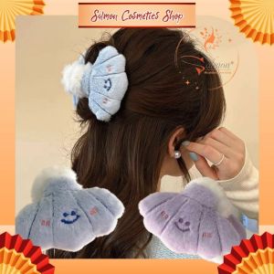Kẹp Tóc Càng Cua Lông Nhung Mềm Mịn Hình Vỏ Sò Đáng Yêu Ngọt Ngào Hottrend nội địa Trung - Salmon