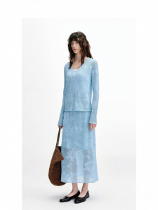 Hollow-out Green Tansy Blended Sweater