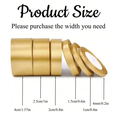 22M/Roll Silk Champagne Gold Satin Ribbons Gift Box Ribbons DIY Handmade Bows Bouquet Gift Wrapping Decoration Supplies Ribbon