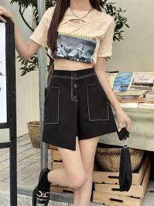 High Waist Casual Black Suit Shorts Women plus Size Spring Summer Outdoor Wear Loose A-Line Workwear Wide Leg Hot Pants
