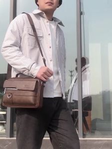 Luxury Kangaroo Brand Messenger Bags Men Leather Casual Crossbody Bag For Men Brown Black Business Shoulder Bag Male Handbags