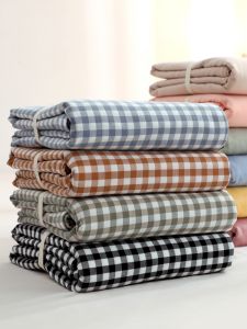 Pure Cotton Bed Canopy Single Piece Thickened Plaid Bedding Protection Cover 1.8m Mattress Protector Comforter Dust Cover