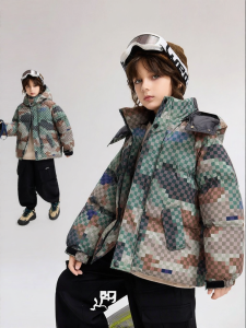 Ask Junior | Warm Winter Boys Down Jacket Medium-Long Camo
