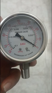 Đồng hồ đo áp suất Khí Chân Không Từ -001MPa đến 0 Mpa ( -76cmHg) Mặt 63mm có Dầu Ren 1/4 = 13mm Đồng hồ áp suất Âm Đài Loan chất lượng tốt
