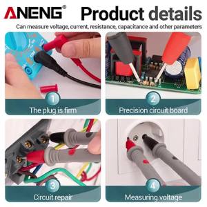 ANENG | ANENG PT1004B High-Precision Universal Meter Probe Fine Soft Insulated Meter Rod Electrician Maintenance Measurement Probe Wire
