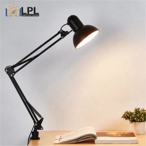 Joyinled Swing Arm Clamp Lamp EU/US Plug Desk Light E27/E26 Bulb Flexible Desk Lamp 85-265V LED Office Studio Lighting for Study