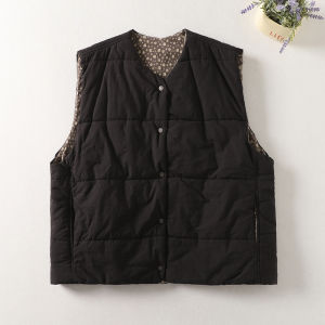 Retro Cotton Jacket Womens Winter Casual Large Size Layered Sleeveless Tank Thick Warm Inner Match Vest Top Outerwear