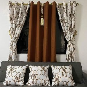 trellis design 5in1 and 3in1ring curtain cretona cotton 9ft10ft