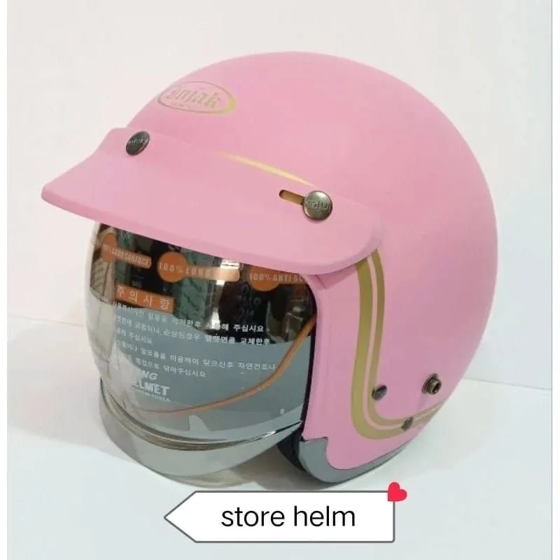 Helm Bogo retro injak free kacamata Helm Open Face Warna Cream