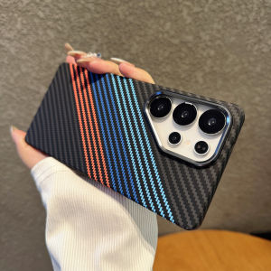 New Aolly Lens Carbon Fiber Texture For MagSafe Case For Samsung Galaxy S25 S24 S23 Ultra Plus Shockproof Magnetic Plastic Cover