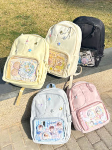 Wudong Original Campus Transparent Large Capacity School Bag Womens Backpack Sweet Lady Style Nylon Material Casual Scene