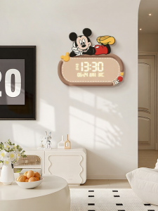 CTYLIGHTZ | Mickey Theme Cream Style Wall Clock With Electronic Perpetual Calendar