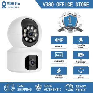 Kamera CCTV V380 Pro Lensa Ganda Kamera Keamanan IP Nirkabel HD Penglihatan Malam Alarm PTZ
