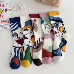 5 Pairs Womens Cotton Socks Fashionable Mid Calf Comfortable and Moisture Wicking for Spring Summer Fall Winter