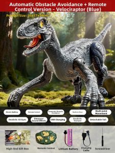 XIDIQI | Remote Control Dinosaur Toy Simulated Velociraptor That Roars And Walks