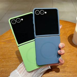 Liquid Silicone Soft Magnetic Phone Case for Samsung Galaxy Z Flip 7 FE 6 5 4 3 5G Wireless Charging Shockproof Protection Cover