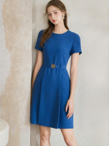 Roey s house | High Quality Blue Slim Fit Belted Womens Summer Dress