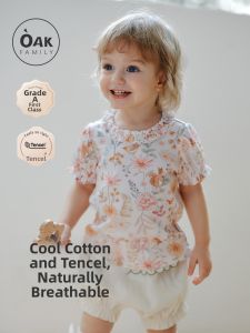 OAK FAMILY | Summer Short Sleeve Girls Loose Bubble Sleeve Round Neck T-Shirt