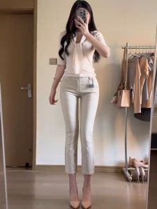 Elastic Straight Leg Jeans High Waist Nine-Piece Womens Korean Style Casual Summer Jeans Trousers for plus Size Hips