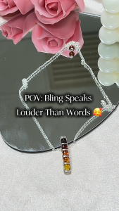 MILLENNE Multifaceted Baltic Amber Bamboo Silver Pendant with 925 Sterling Silver (MLP-01)