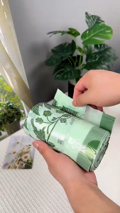 [SG-Stock] Drawstring Garbage Bag Normal and Extra Thick | Wormwood | Botanical Design | Leak-Proof Dustbin Bag for Home Office