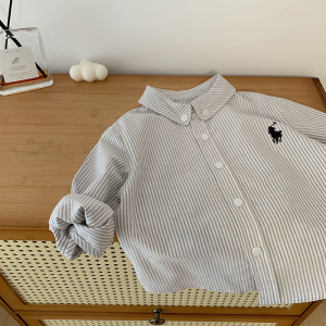 Áo Sơ Mi Trẻ Trung Màu Xám Cho Bé Trai Mùa Xuân Thu Dài Tay Cotton Nguyên Chất Thời Trang Áo Khoác Ngoài Cho Trẻ Em