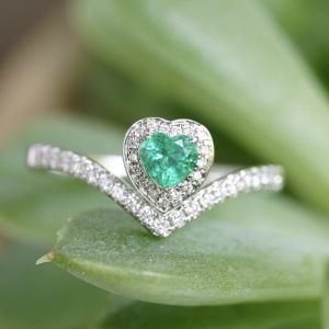 Montagne Jewelry Natural Colombia Emerald Ring Diamond Inset Fine Jewellery 18k Pure White Gold Ring