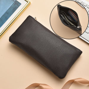 Retro Simple Long Womens Clutch Bag Fashionable Personality Soft Leather Portable Mini Handbag Trendy Coin Purse Business OL Style