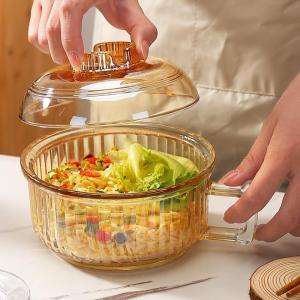 ciiemen | Heat-Resistant Anti-scald Transparent Soup Bowl with Lid and Handle