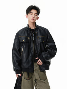 WUKONGYOUHUO | Áo Khoác Mô Tô Rộng Vintage Phong Cách Đường Phố Mỹ