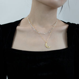 Minimalist Silver Safety Pin Short Multi-layer Necklace Design Sensation Choker Fashion Jewelry for Women Geometric Pattern