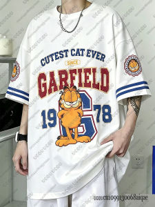 52TOYS | Summer New Cartoon Garfield Pattern Sports Football Jerseys For Men Oversized Loose Breathable Sports Tees Casual Man Clothing