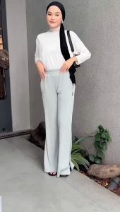 Flare Pleats Pants By MDLY Celana panjang wanita kasual