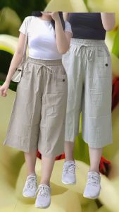 Celana Kekinian Kulot 7/8 Linen Cringkle