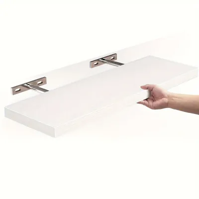 Classic Solid Wood Wall Mounted Horizontal Strip Design Shelf Space-saving for Storage and Display in Living Room and Bedroom