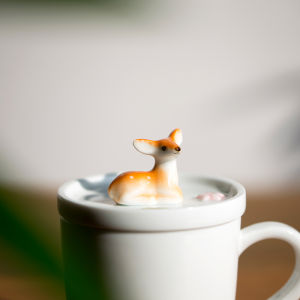 Ceramic Deer Squirrel Rabbit Dog Couple Mugs Adorable Chinese Style Hand-Painted Animal Patterns for Men And Women