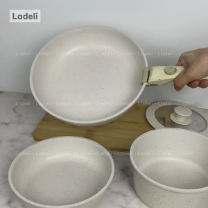 Bộ nồi chảo chống dính đáy từ tay cầm rời chảo cạn quánh sữa nồi nấu bột | Ladeli BNC106