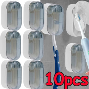 ที่ใส่แปรงสีฟันกันฝุ่นติดผนัง10ชิ้นที่เก็บแปรงสีฟันแบบมีกาวในตัวอุปกรณ์อุปกรณ์จัดระเบียบพกพาสำหรับใช้ในครัวเรือน