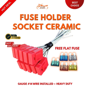GENUINE USE BOX/HOLDER CERAMIC SOCKET WITH FREE FLAT FUSE JAPAN WIRE INSTALLED HEAVY DUTY