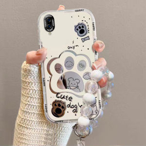 Vivo Y93 Y93S Silicone Phone Case Womens Cute Cartoon Protective Shell Anti-Fall Simple Design Transparent Dog Paw Pattern