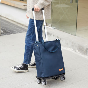Portable Folding Shopping Cart Small Pulling Car Senior Lightweight Market Research Bag Moms Shopping Bag Multi-Functional Household Storage Tool