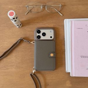Crossbody Lanyard PU Leather Phone Case for IPhone Air 18 17 16 15 14 Plus 13 12 11 Pro Max Shockproof Wallet Card Slot Cover